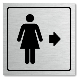 WC ženy vpravo, 80x80mm, stříbrná, Arizona